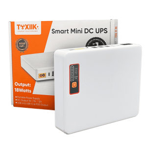 Mini UPS Toxiik TOK01PRO | 16.000 mAh / 18W | Respaldo Ultra para Internet | Salidas DC, USB-A, USB-C y POE | Protección Premium