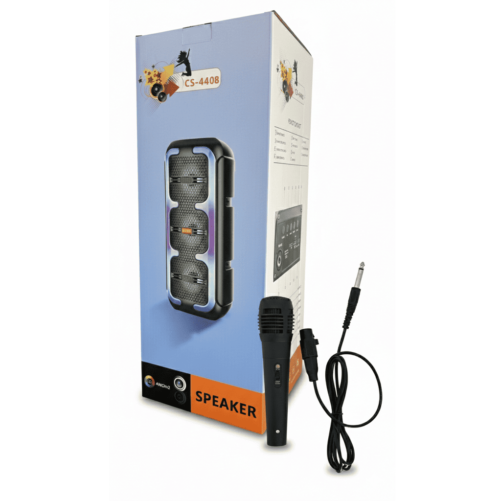 Corneta Inalámbrica Speaker CS-4407 - Torre de Sonido con Karaoke & Luces Neon