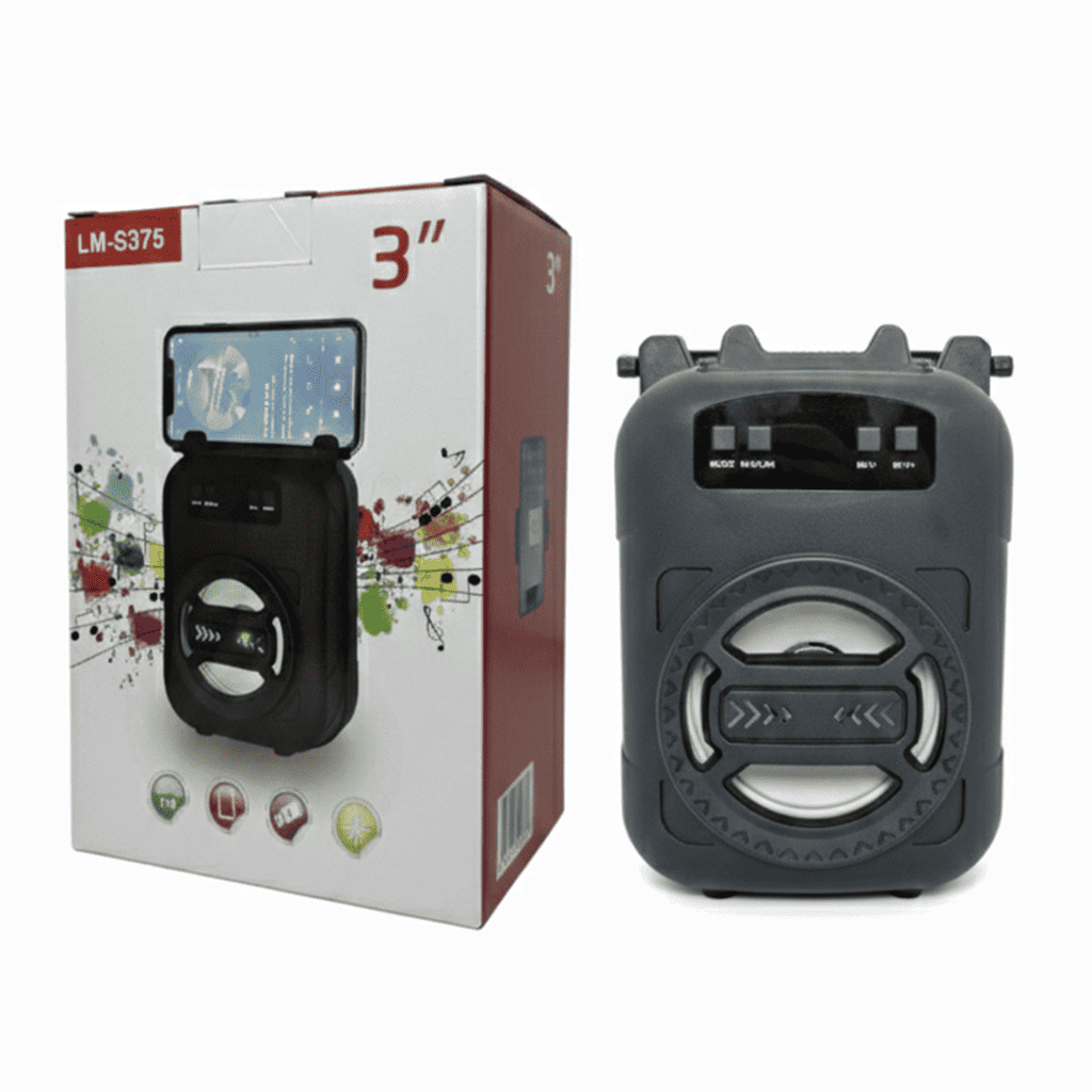 Corneta Inalámbrica Speaker LM-S375 de 3" - Mini Altavoz con Soporte para Smartphone