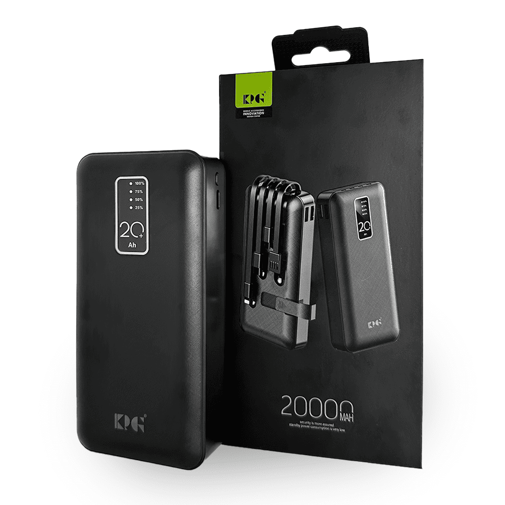 Power Bank KPG KP-27 20,000mAh - Batería Externa con Cables Integrados 4 en 1