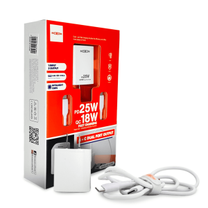 Cargador MOXOM MX-HC266 25W - Doble Puerto (USB + USB-C) + Cable Tipo C