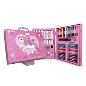 Maleta de Arte Infantil Touchdayu 88 Piezas - Estuche Rígido Temático de Unicornio