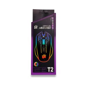 Mouse Óptico Gamer RGB T2 | Conexión USB | Iluminación LED Multicolor + Ajuste de DPI