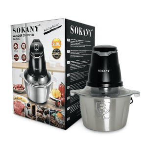 Picadora Eléctrica Sokany SK-7020 - Procesador de Alimentos 2.0L de Acero Inoxidable (400W)