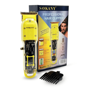 Máquina de Afeitar Profesional Recargable Sokany SK-16036 | Hair Clipper Transparente | Cuchilla de Carbono T-Blade
