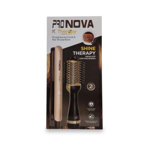 Combo Pro Nova PRO-2601 Shine Therapy | Plancha Alisadora + Cepillo Modelador