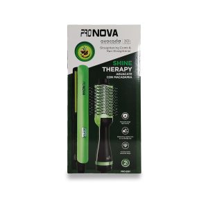 Combo ProNova Pro-2501 | Cepillo Alisador + Plancha | Shine Therapy Aguacate & Macadamia