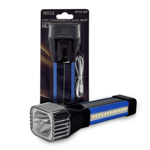Linterna Recargable WEEK-888 con Panel Solar y Luz Lateral COB