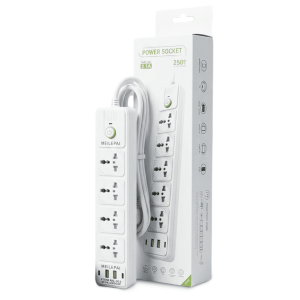 Regleta de Alimentación Meilepai J03 - 5 Tomas Universales, 2500W de Alta Potencia y Protección contra Sobrecargas