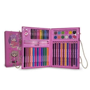 Set de Arte Infantil 58 Piezas KBX-58 - Maletín Creativo Rosa