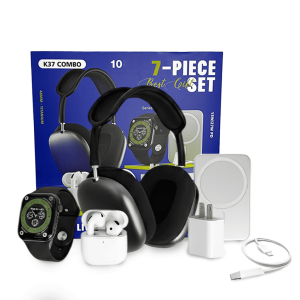 Combo Smartwatch 7+7 Best Gift K37 - Edición Multimedia con Audífonos de Casco, Auriculares TWS y Kit de Carga Rápida PD