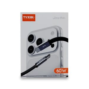 Cable Ultra-Thin Toxiik TOK-372C | USB-C a USB-C 60W | Carga Rápida y Sincronización