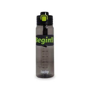 Termo Deportivo "Begin! Nice Day" | 900 ml | Banda de Agarre Antideslizante y Tapa de Seguridad | Acabado Negro Humo