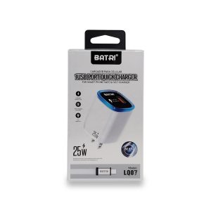Cargador de Pared Batri Serie Quick Charger Modelo LQ07 25W USB-A a Tipo C - Con Iluminación LED y Diseño de Seguridad Avanzado