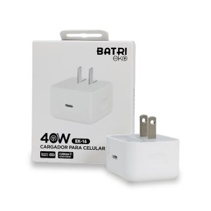 Cargador de Pared Batri Eko Serie Ultra Fast Modelo EK-16 40W con Puerto USB-C - Diseño Compacto de Alta Potencia