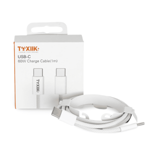 Cable USB-C a USB-C Toxiik TOK-506 de 60W (1 Metro) - Carga Rápida y Sincronización de Datos