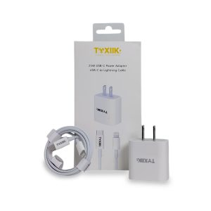 Cargador de Pared Toxiik Serie Power Adapter Modelo TOK-509 25W USB-C a Lightning - Incluye Cable de Carga para iPhone.