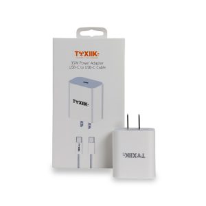 Cargador de Pared Toxiik Serie Power Adapter Modelo TOK-510 35W USB-C - Incluye Cable Tipo C a Tipo C Trenzado.