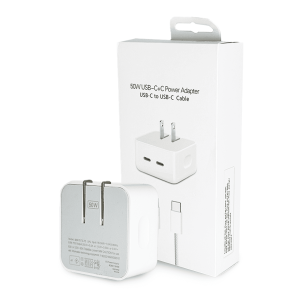 Adaptador de Corriente Apple 50W Doble Puerto USB-C Vertical - Con Cable USB-C a USB-C Incluido