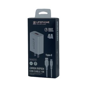 Cargador de Pared Lifephone LP-67 | Carga Rápida 4A | Cable USB a USB-C de 1M