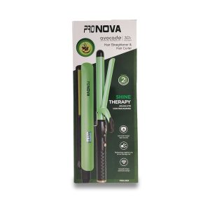 Combo de Belleza ProNova Pro-2503 | Plancha de Cabello + Rizadora | Tecnología Shine Therapy Aguacate & Macadamia