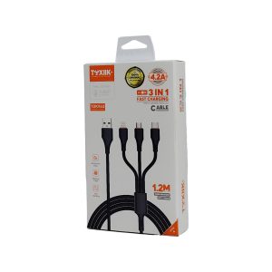 Cable Pulpo 3 en 1 Toxiik | Modelo TOK96U | Salida Lightning, Tipo-C y Micro-USB