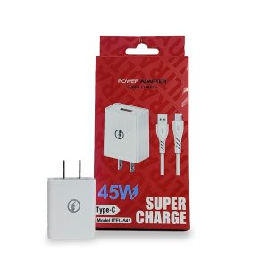 Cargador de Pared Itel 45W Super Charge | Modelo ITEL-541 | Salida USB-A a Tipo-C