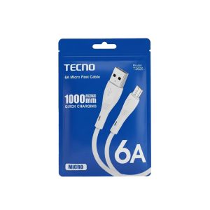 Cable de Carga Rápida Tecno | 6A con Conector USB-A a Micro-USB (V8)