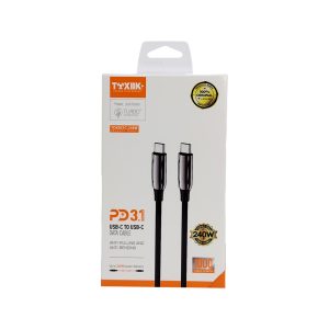 Cable de Carga Ultra Rápida Toxiik TOK-921C (Tipo-C a Tipo-C, Power Delivery 3.1, 240W, 1 Metro)