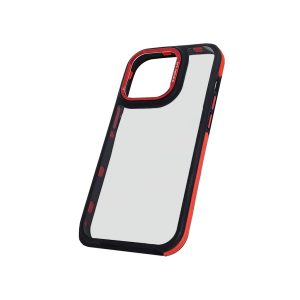 Forro iPhone 14 Pro Ahumado Antishock Borde Negro Acentos Rojo