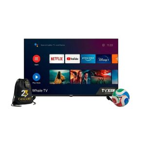 Combo Televisor Smart TV Toxiik 50 Pulgadas + Balón de Fútbol + Tula Deportiva Canguro
