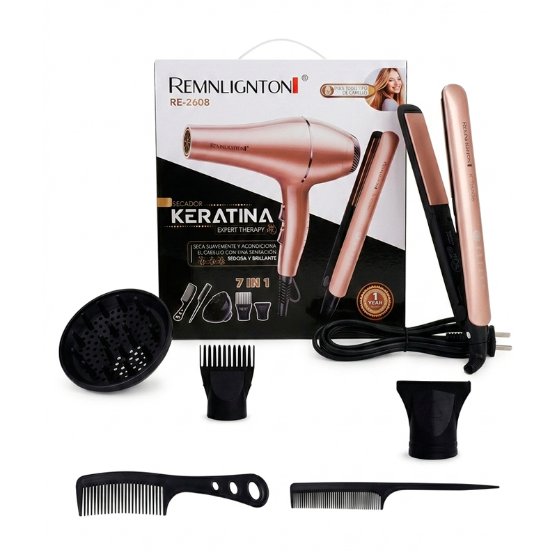 Kit de Estilizado Capilar Remnlignton Keratina Expert Therapy 7 en 1