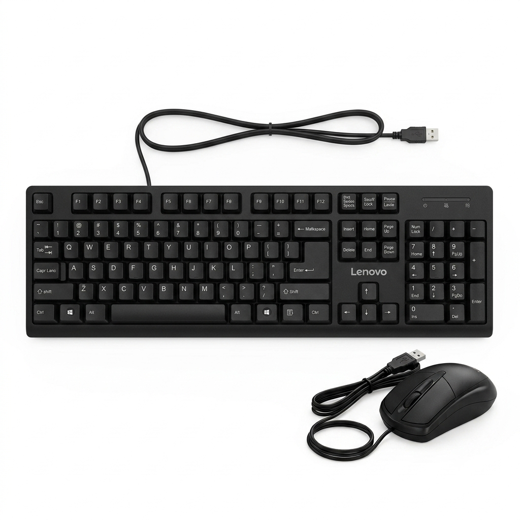 Kit Teclado Tradicional y Mouse Óptico Lenovo KM4900 USB