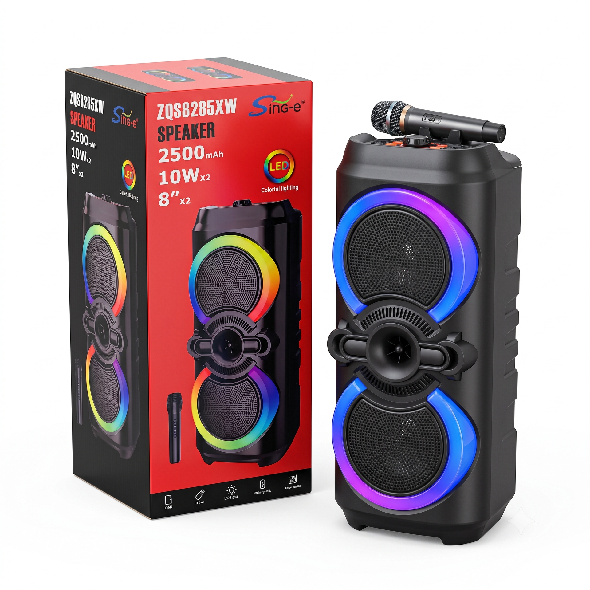 Corneta Inalámbrica Sing-e ZQS-8285XW | Doble Altavoz de 8 Pulgadas, 10W - Imagen 2